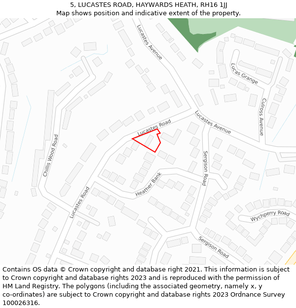 5, LUCASTES ROAD, HAYWARDS HEATH, RH16 1JJ: Location map and indicative extent of plot