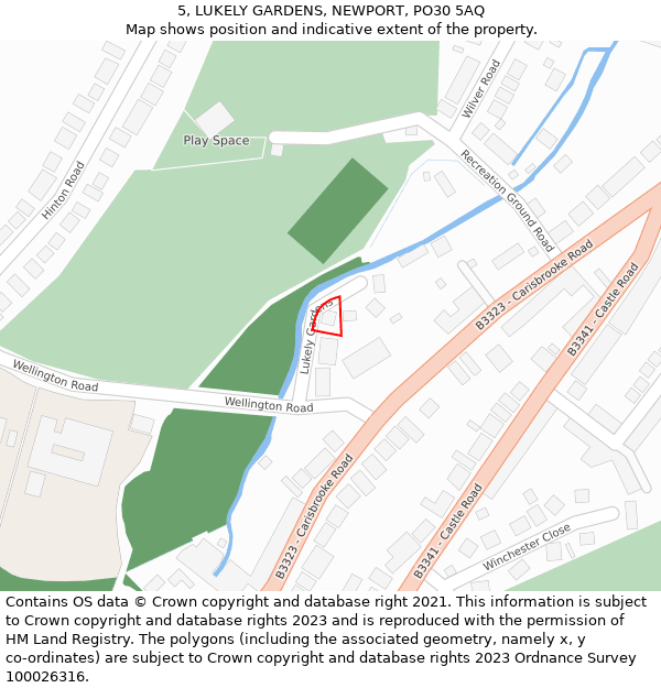 5, LUKELY GARDENS, NEWPORT, PO30 5AQ: Location map and indicative extent of plot