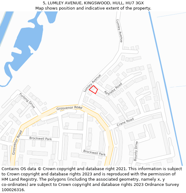 5, LUMLEY AVENUE, KINGSWOOD, HULL, HU7 3GX: Location map and indicative extent of plot