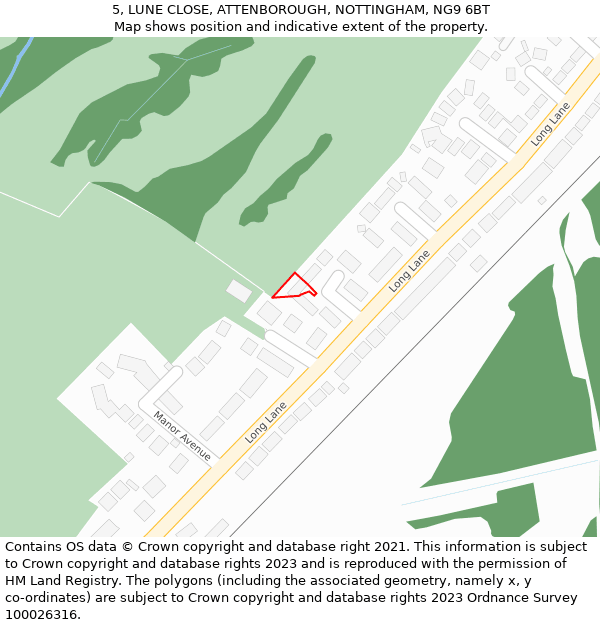 5, LUNE CLOSE, ATTENBOROUGH, NOTTINGHAM, NG9 6BT: Location map and indicative extent of plot