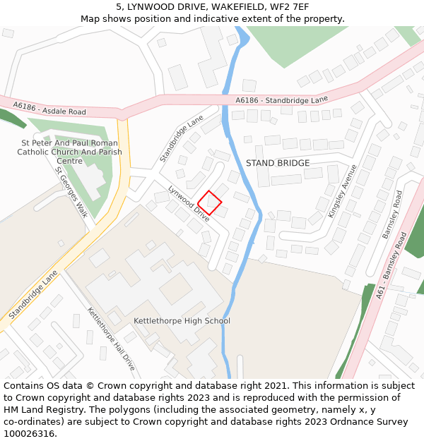 5, LYNWOOD DRIVE, WAKEFIELD, WF2 7EF: Location map and indicative extent of plot