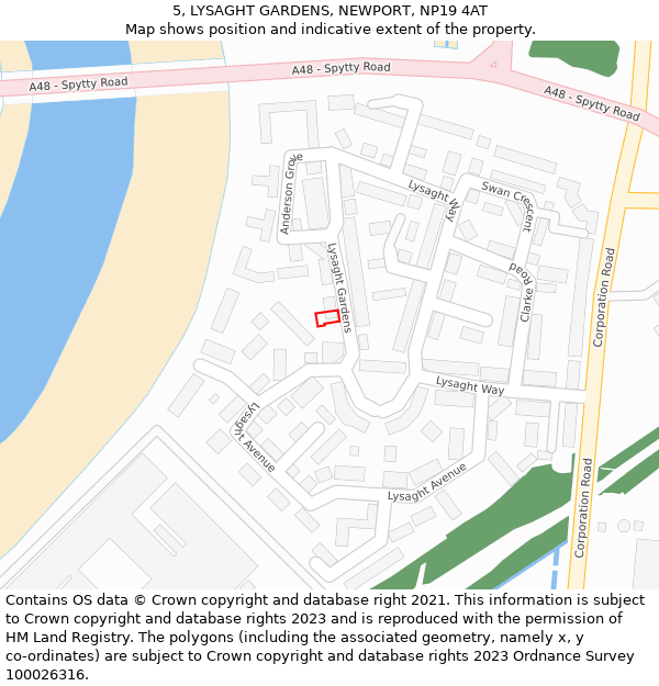 5, LYSAGHT GARDENS, NEWPORT, NP19 4AT: Location map and indicative extent of plot