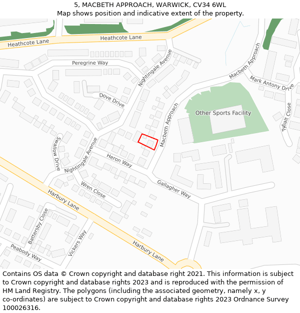 5, MACBETH APPROACH, WARWICK, CV34 6WL: Location map and indicative extent of plot