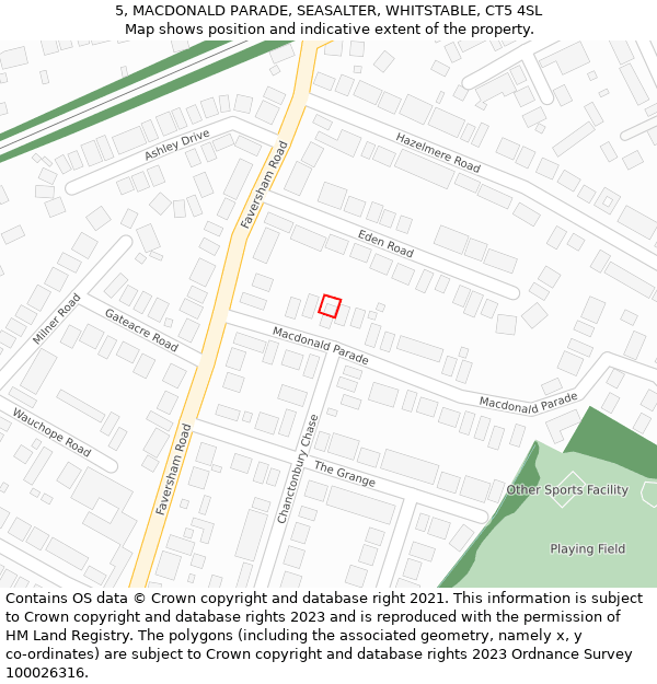 5, MACDONALD PARADE, SEASALTER, WHITSTABLE, CT5 4SL: Location map and indicative extent of plot