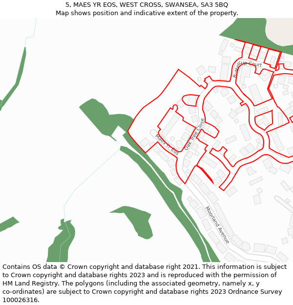 5, MAES YR EOS, WEST CROSS, SWANSEA, SA3 5BQ: Location map and indicative extent of plot