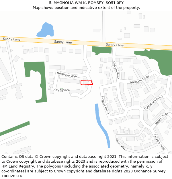 5, MAGNOLIA WALK, ROMSEY, SO51 0PY: Location map and indicative extent of plot