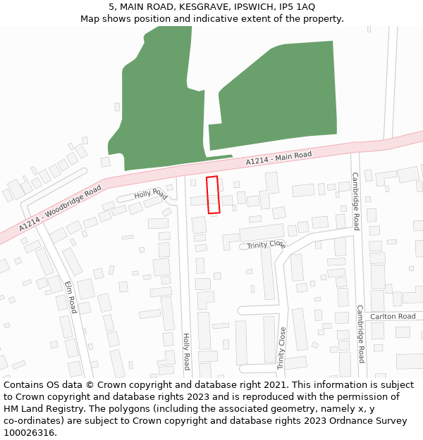 5, MAIN ROAD, KESGRAVE, IPSWICH, IP5 1AQ: Location map and indicative extent of plot