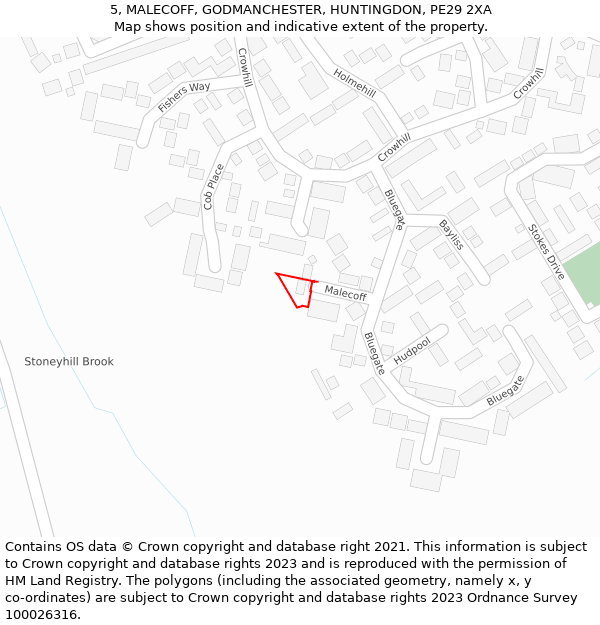 5, MALECOFF, GODMANCHESTER, HUNTINGDON, PE29 2XA: Location map and indicative extent of plot