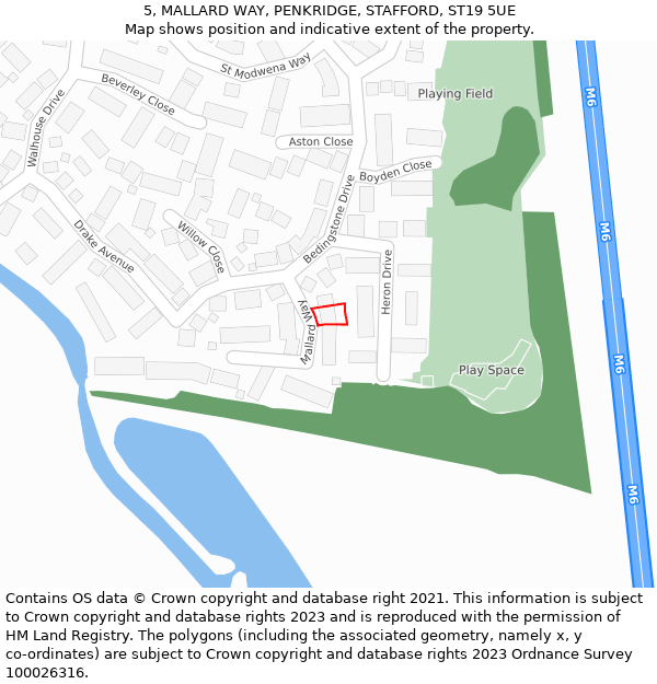 5, MALLARD WAY, PENKRIDGE, STAFFORD, ST19 5UE: Location map and indicative extent of plot