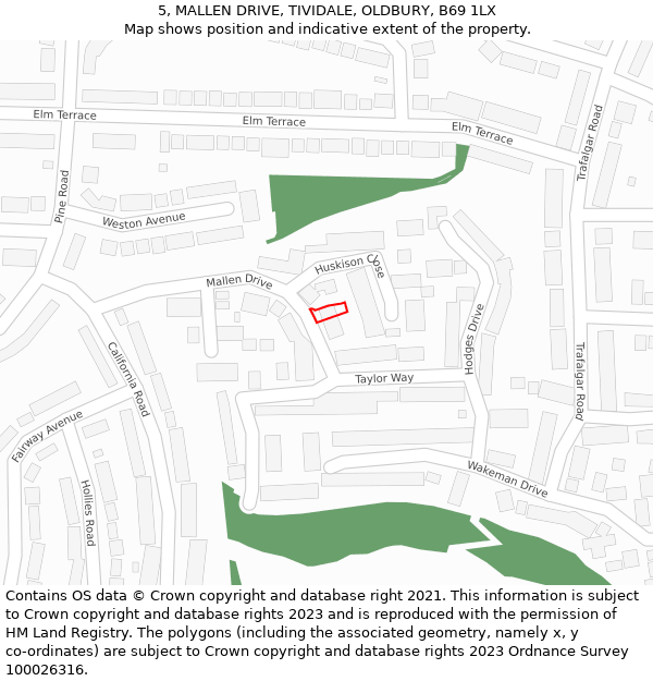 5, MALLEN DRIVE, TIVIDALE, OLDBURY, B69 1LX: Location map and indicative extent of plot