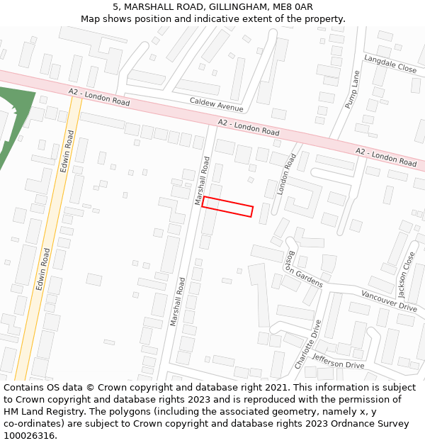 5, MARSHALL ROAD, GILLINGHAM, ME8 0AR: Location map and indicative extent of plot