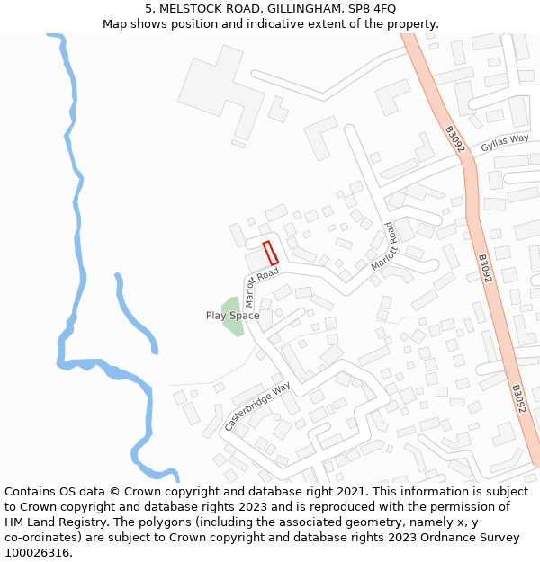 5, MELSTOCK ROAD, GILLINGHAM, SP8 4FQ: Location map and indicative extent of plot