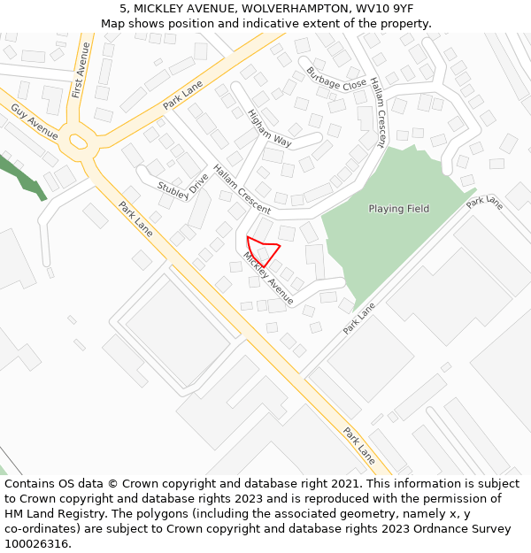 5, MICKLEY AVENUE, WOLVERHAMPTON, WV10 9YF: Location map and indicative extent of plot
