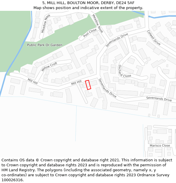 5, MILL HILL, BOULTON MOOR, DERBY, DE24 5AF: Location map and indicative extent of plot