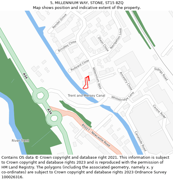 5, MILLENNIUM WAY, STONE, ST15 8ZQ: Location map and indicative extent of plot