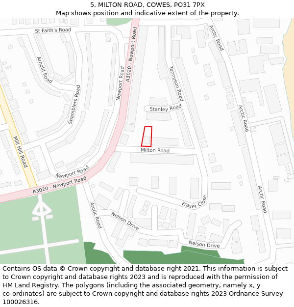 5, MILTON ROAD, COWES, PO31 7PX: Location map and indicative extent of plot