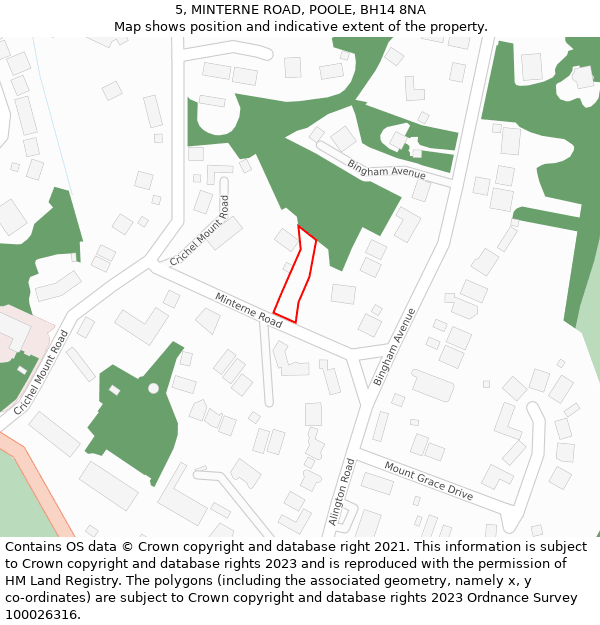 5, MINTERNE ROAD, POOLE, BH14 8NA: Location map and indicative extent of plot