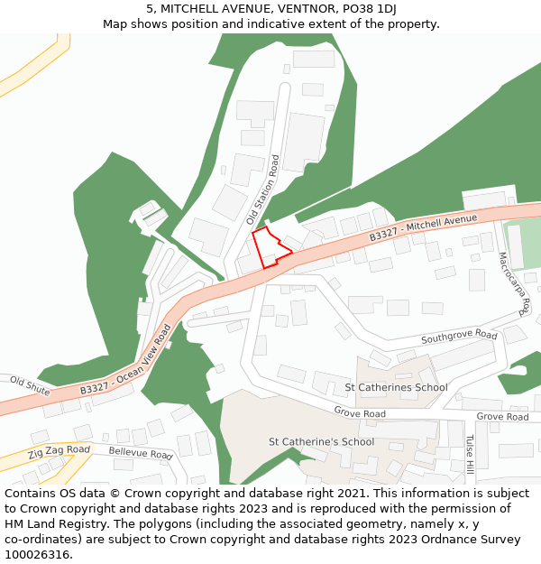 5, MITCHELL AVENUE, VENTNOR, PO38 1DJ: Location map and indicative extent of plot