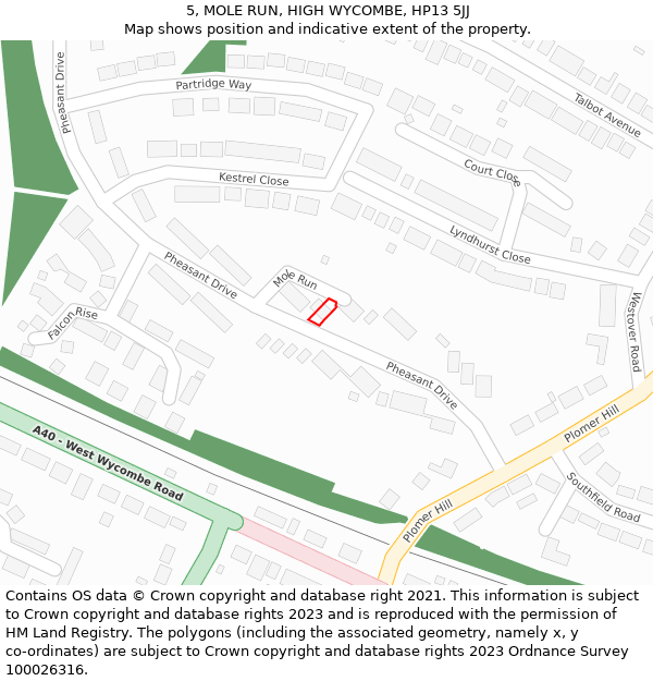 5, MOLE RUN, HIGH WYCOMBE, HP13 5JJ: Location map and indicative extent of plot