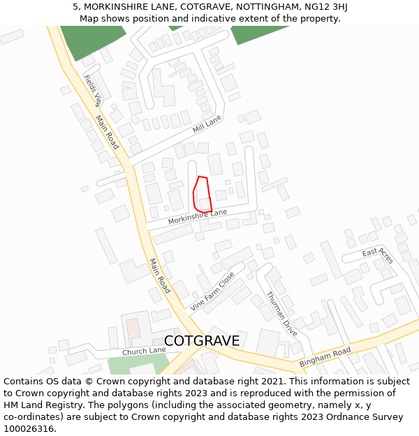 5, MORKINSHIRE LANE, COTGRAVE, NOTTINGHAM, NG12 3HJ: Location map and indicative extent of plot