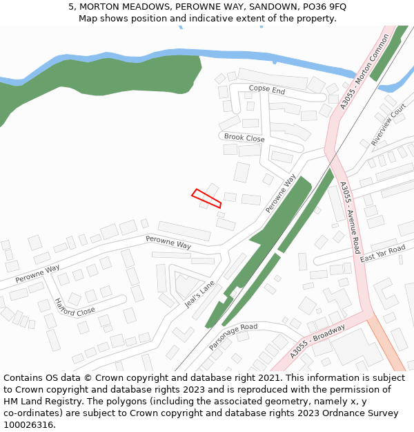 5, MORTON MEADOWS, PEROWNE WAY, SANDOWN, PO36 9FQ: Location map and indicative extent of plot