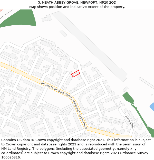 5, NEATH ABBEY GROVE, NEWPORT, NP20 2QD: Location map and indicative extent of plot
