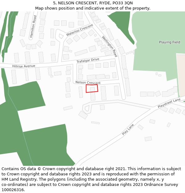5, NELSON CRESCENT, RYDE, PO33 3QN: Location map and indicative extent of plot