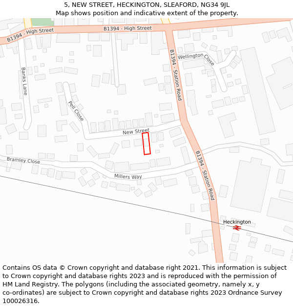 5, NEW STREET, HECKINGTON, SLEAFORD, NG34 9JL: Location map and indicative extent of plot