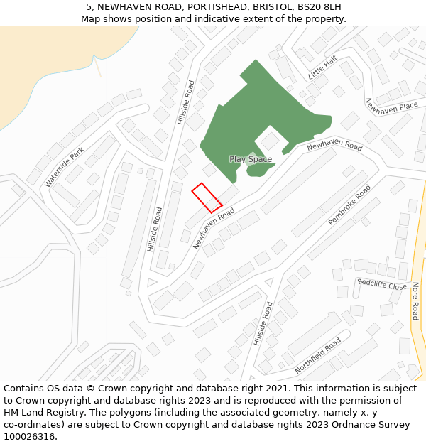 5, NEWHAVEN ROAD, PORTISHEAD, BRISTOL, BS20 8LH: Location map and indicative extent of plot