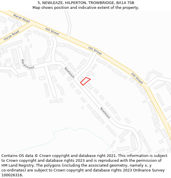 5, NEWLEAZE, HILPERTON, TROWBRIDGE, BA14 7SB: Location map and indicative extent of plot