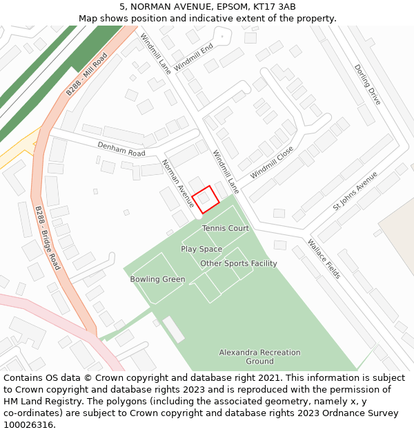 5, NORMAN AVENUE, EPSOM, KT17 3AB: Location map and indicative extent of plot