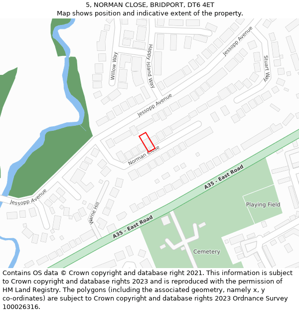 5, NORMAN CLOSE, BRIDPORT, DT6 4ET: Location map and indicative extent of plot