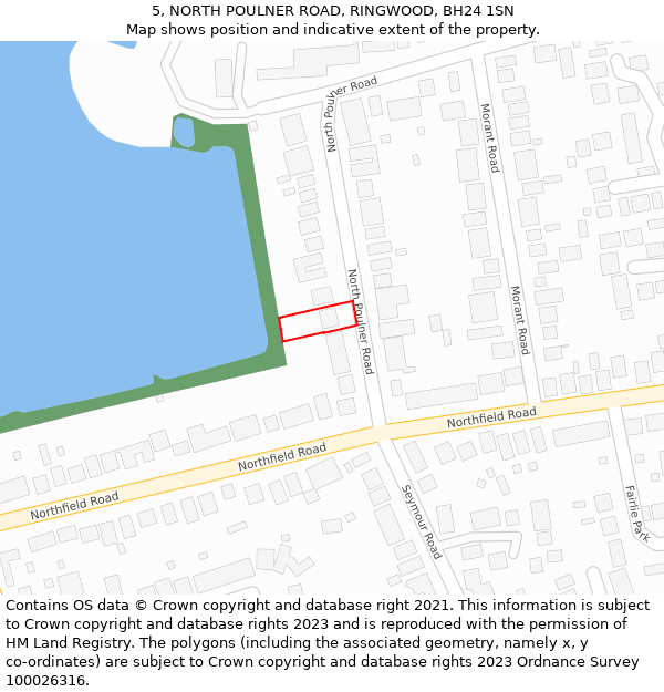 5, NORTH POULNER ROAD, RINGWOOD, BH24 1SN: Location map and indicative extent of plot