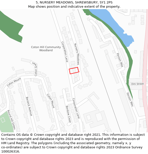 5, NURSERY MEADOWS, SHREWSBURY, SY1 2PS: Location map and indicative extent of plot