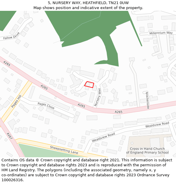 5, NURSERY WAY, HEATHFIELD, TN21 0UW: Location map and indicative extent of plot