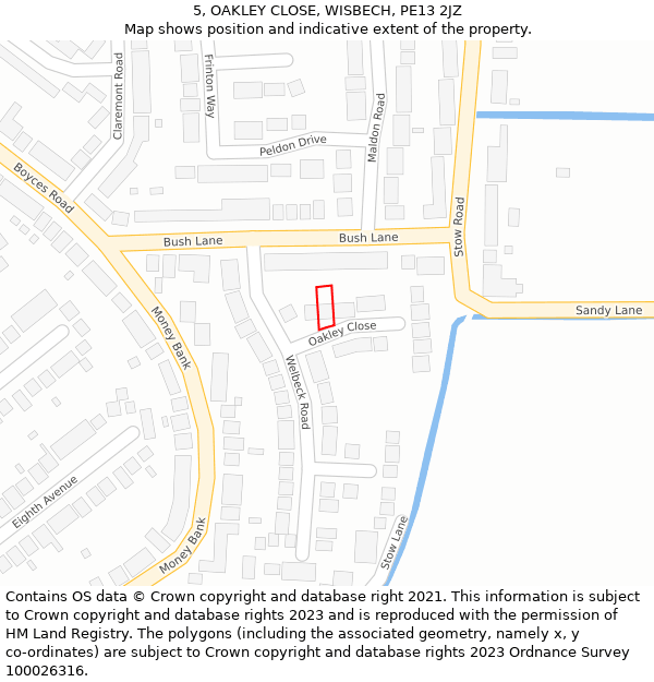 5, OAKLEY CLOSE, WISBECH, PE13 2JZ: Location map and indicative extent of plot