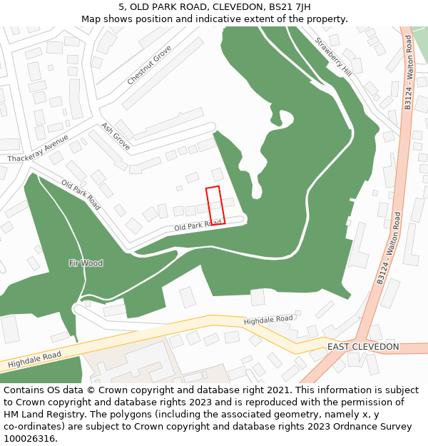 5, OLD PARK ROAD, CLEVEDON, BS21 7JH: Location map and indicative extent of plot