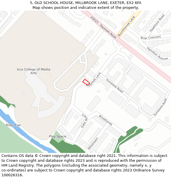 5, OLD SCHOOL HOUSE, MILLBROOK LANE, EXETER, EX2 6FA: Location map and indicative extent of plot