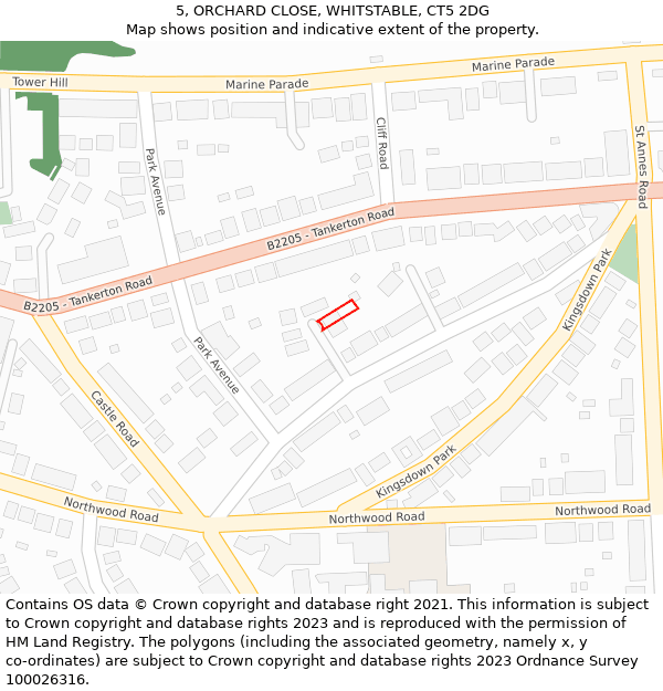 5, ORCHARD CLOSE, WHITSTABLE, CT5 2DG: Location map and indicative extent of plot