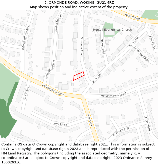 5, ORMONDE ROAD, WOKING, GU21 4RZ: Location map and indicative extent of plot