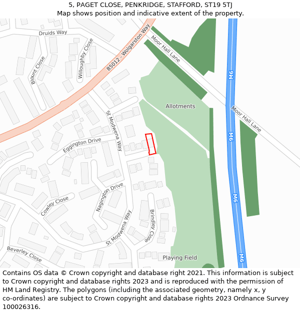 5, PAGET CLOSE, PENKRIDGE, STAFFORD, ST19 5TJ: Location map and indicative extent of plot