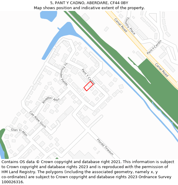 5, PANT Y CADNO, ABERDARE, CF44 0BY: Location map and indicative extent of plot