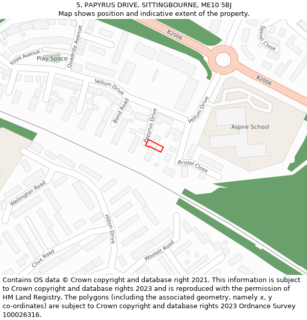 5, PAPYRUS DRIVE, SITTINGBOURNE, ME10 5BJ: Location map and indicative extent of plot