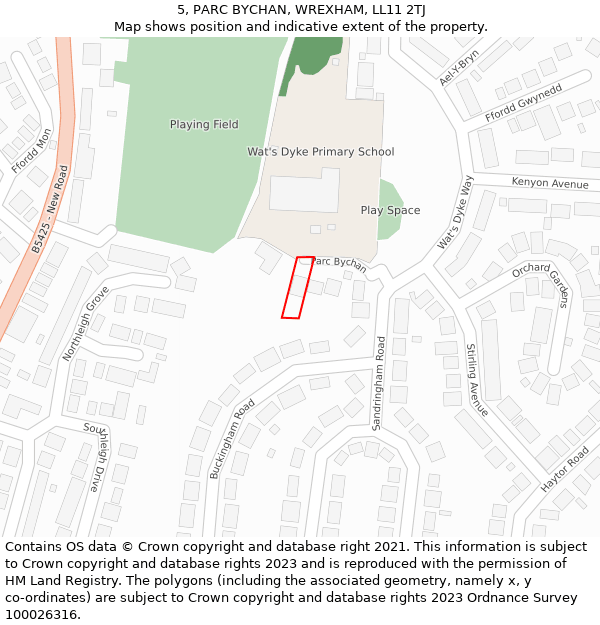 5, PARC BYCHAN, WREXHAM, LL11 2TJ: Location map and indicative extent of plot