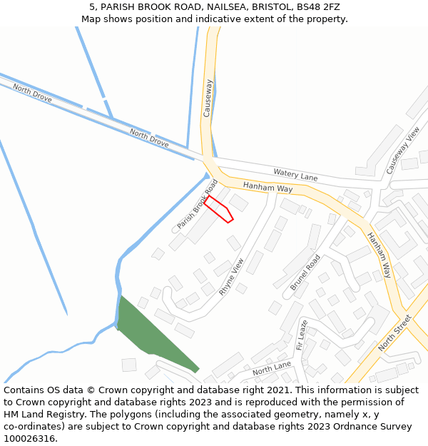 5, PARISH BROOK ROAD, NAILSEA, BRISTOL, BS48 2FZ: Location map and indicative extent of plot