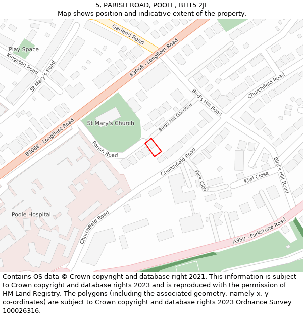 5, PARISH ROAD, POOLE, BH15 2JF: Location map and indicative extent of plot