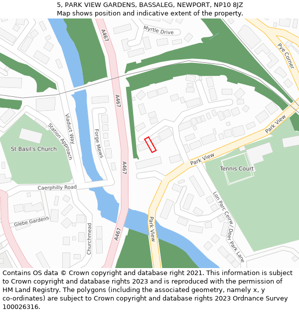 5, PARK VIEW GARDENS, BASSALEG, NEWPORT, NP10 8JZ: Location map and indicative extent of plot