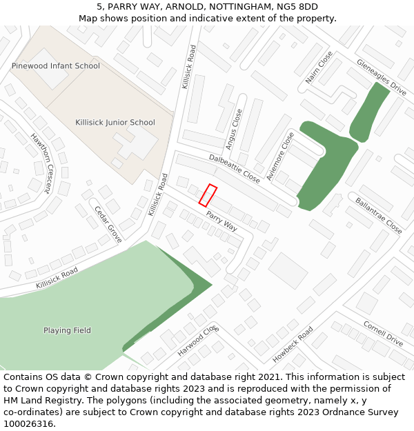 5, PARRY WAY, ARNOLD, NOTTINGHAM, NG5 8DD: Location map and indicative extent of plot