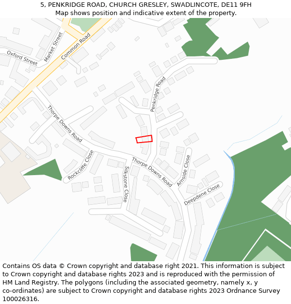 5, PENKRIDGE ROAD, CHURCH GRESLEY, SWADLINCOTE, DE11 9FH: Location map and indicative extent of plot