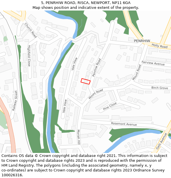 5, PENRHIW ROAD, RISCA, NEWPORT, NP11 6GA: Location map and indicative extent of plot
